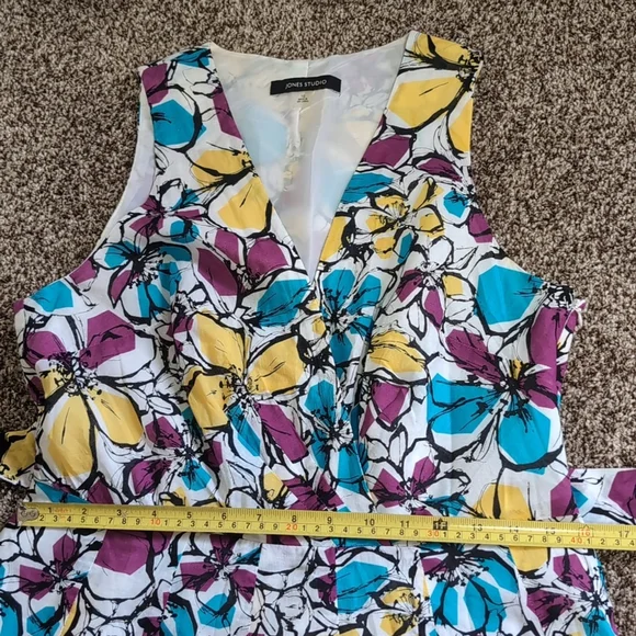 Cotton Floral Sleeveless Dress - Multicolor by Jones Studio Size 10 - Picture 8 of 12